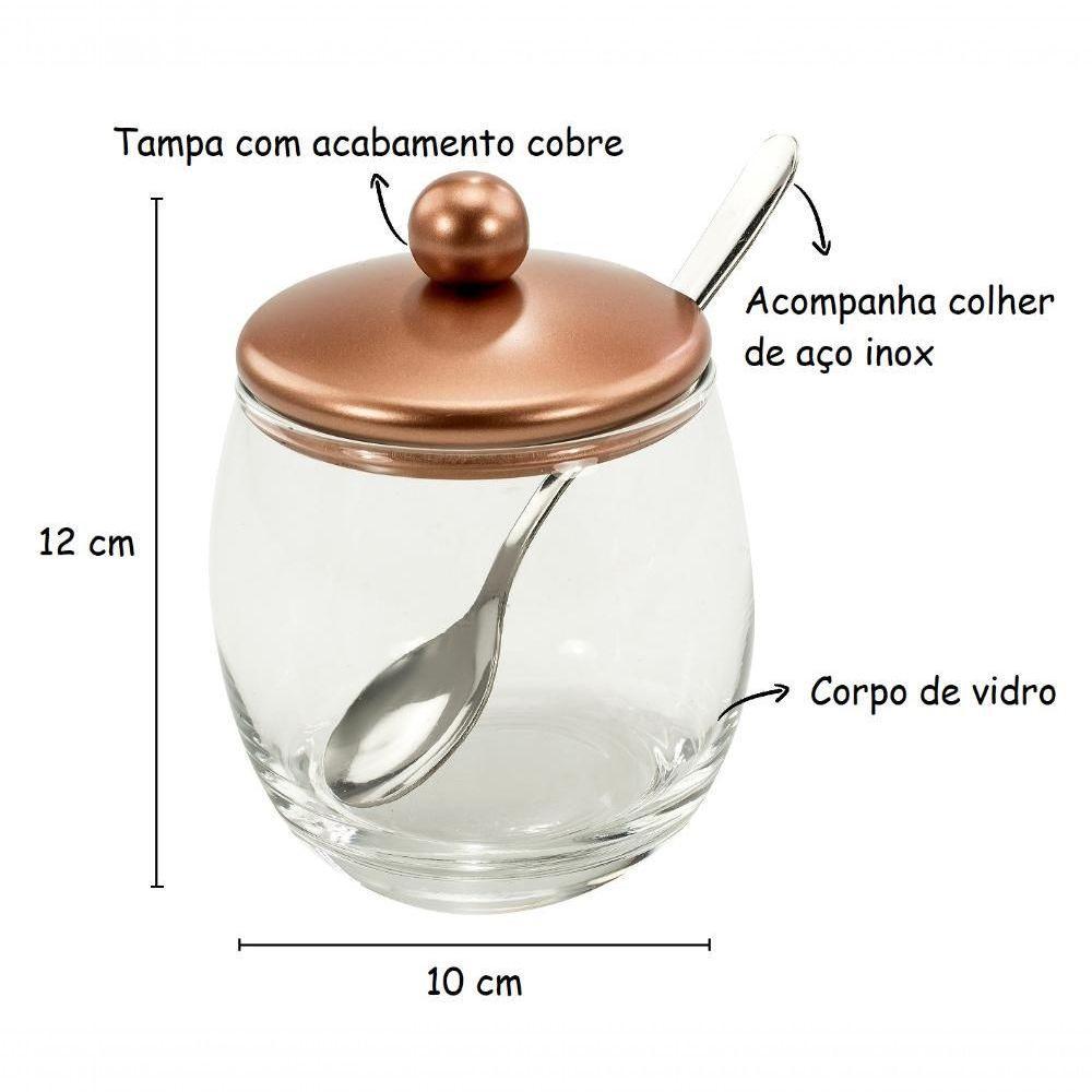 Açucareiro Pote Para Açucar Tampa Cobre Andrea Com Colher - 2