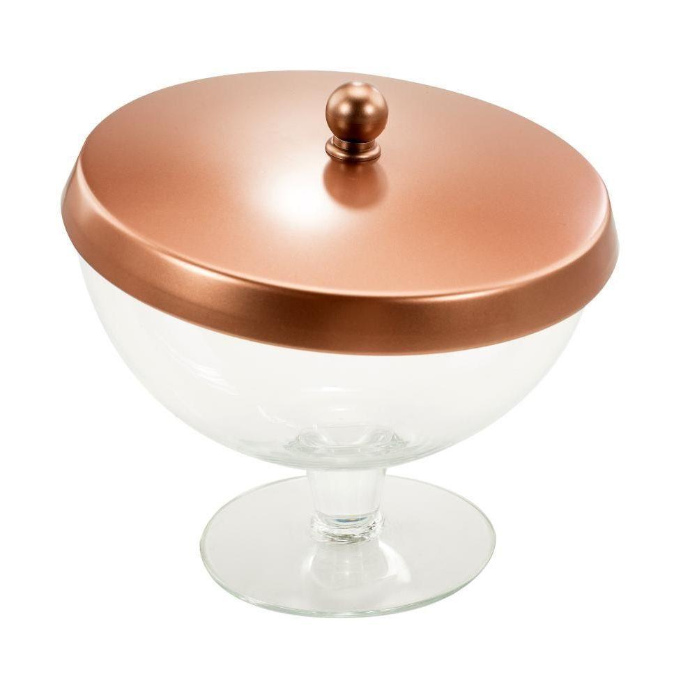 Pote Bomboniere De Vidro Com Tampa Cobre Inox Balas Doces - 1