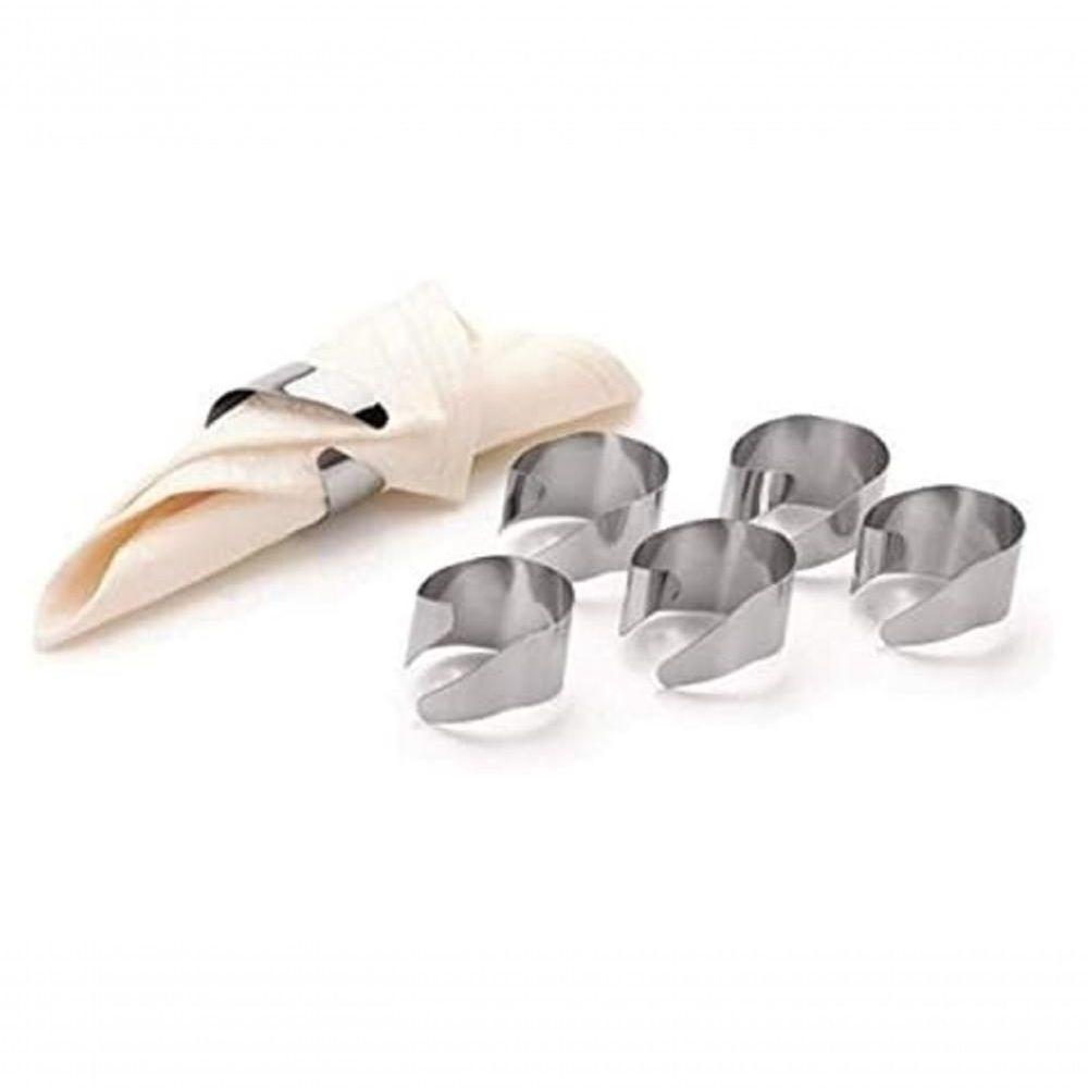 Kit Com 6 Argolas Para Guardanapos De Aço Inox Mesa Luxo - 5