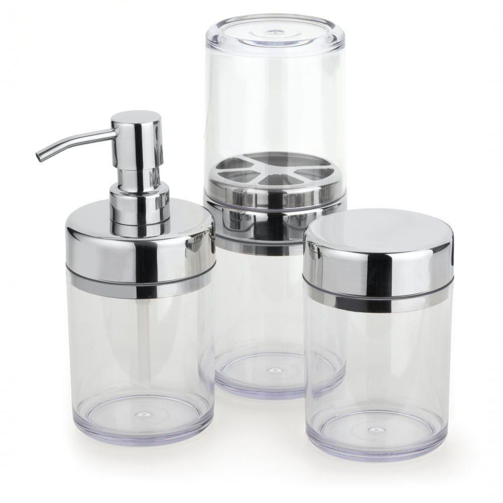 Kit Banheiro Acessórios Lavabo Acquaset Transparente 3 Peças - 1