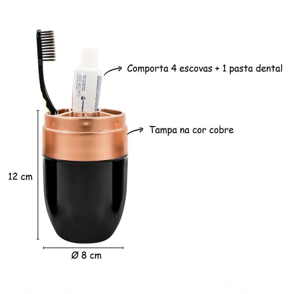 Kit Banheiro Acessórios Lavabo 3 Peças Pia Preto Cobre Forma Conjunto Pia Completo Organização - 2