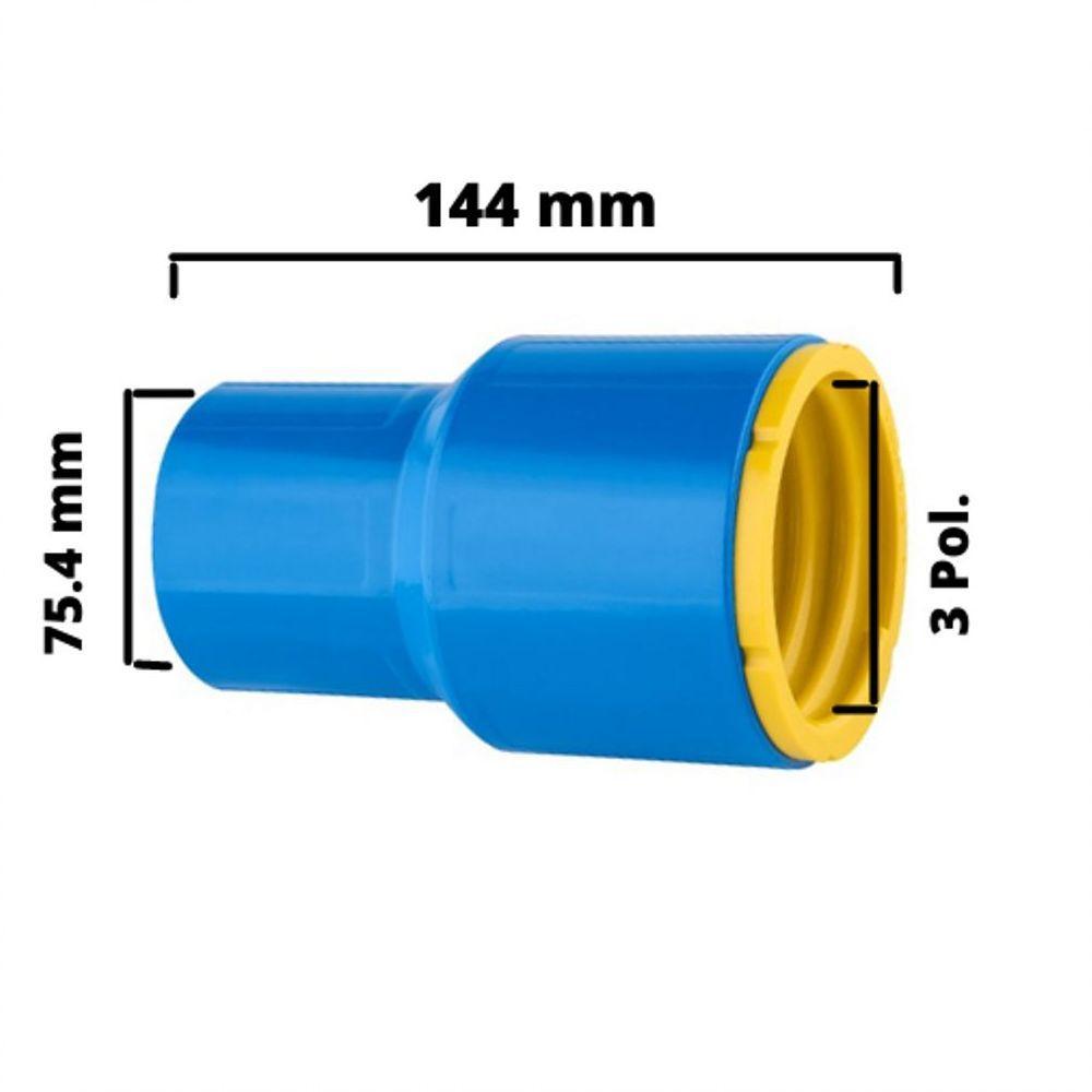 2 Conexões Ponta Fêmea Engate Roscável 3 Pol. Azul Pvc - 2