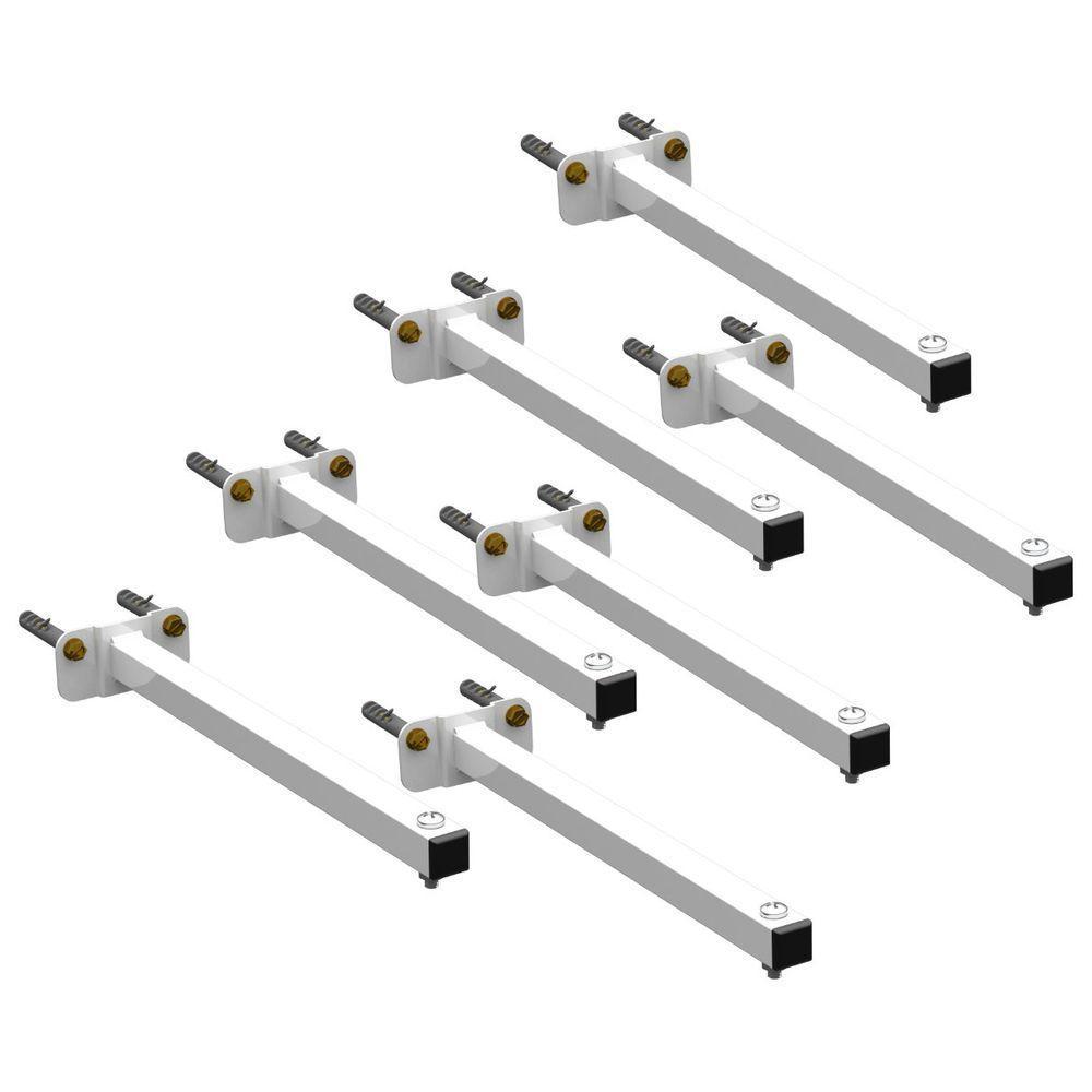 07 Suportes Refletor Base Reta Braço 20 Cm 7 Cjts - Branco - 1