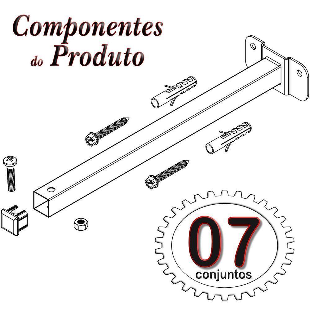 07 Suportes Refletor Base Reta Braço 20 Cm 7 Cjts - Branco - 3