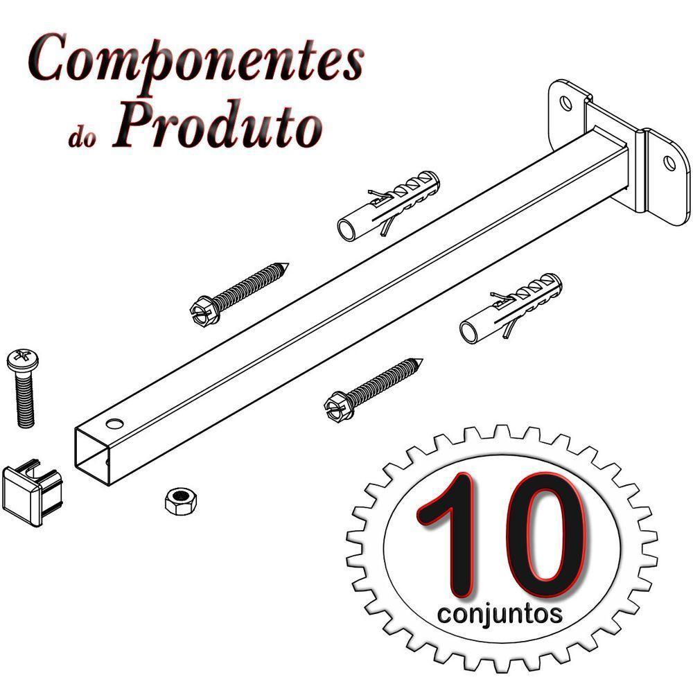 10 Suportes Refletor Base Reta Braço 20 Cm 10 Cjts - Branco - 2