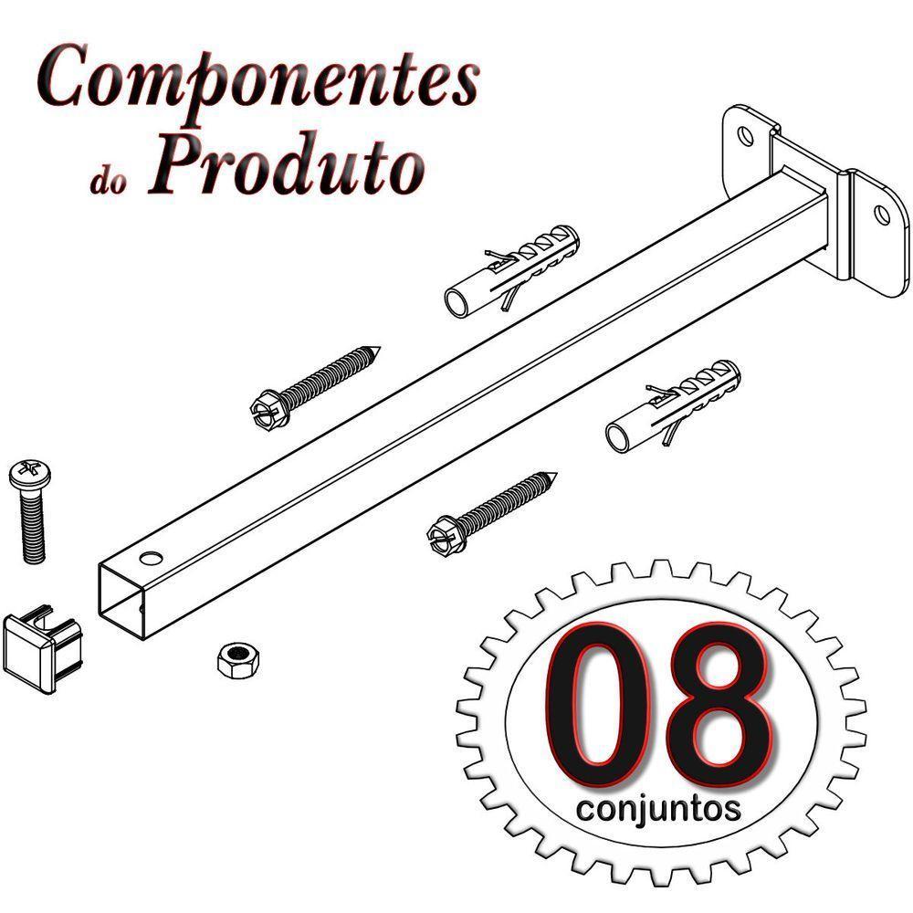 08 Suportes Refletor Base Reta Braço 70 Cm 8 Cjts - Branco - 5
