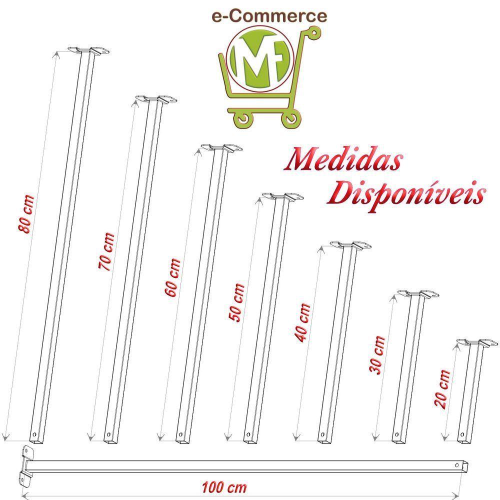 12 Suportes Refletor Base Reta Braço 70 Cm 12 Cjts - Branco - 6
