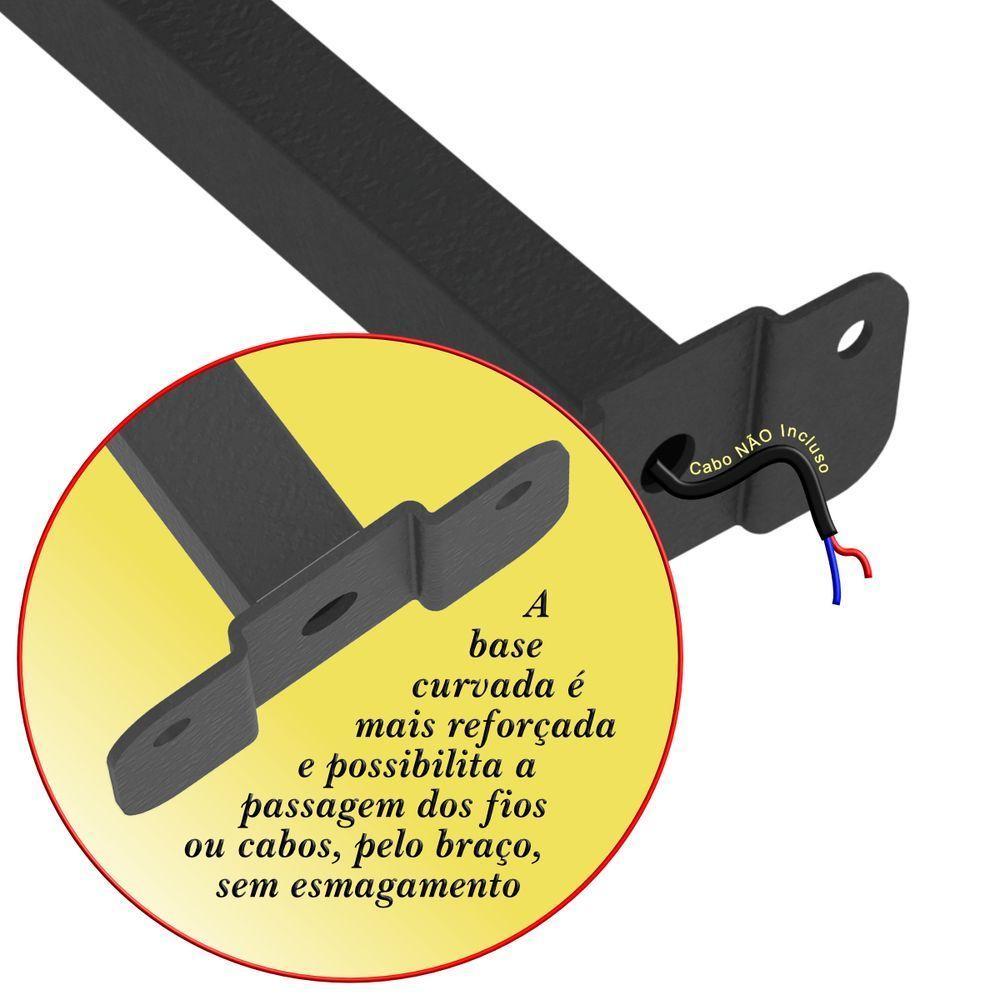 05 Suportes Refletor Base Reta Braço 20 Cm 5 Cjts - Preto - 9