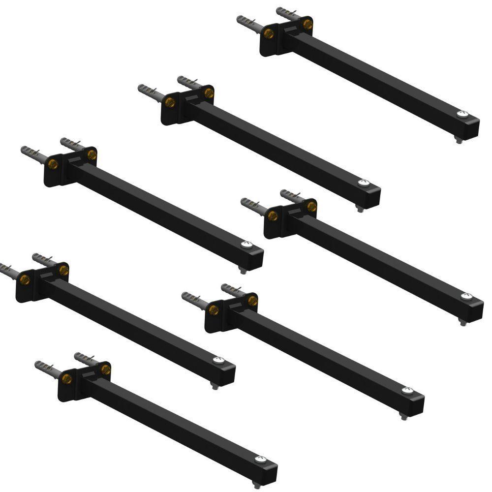 07 Suportes Refletor Base Reta Braço 20 Cm 7 Cjts - Preto - 1