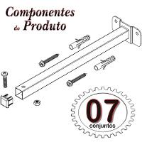 07 Suportes Refletor Base Reta Braço 20 Cm 7 Cjts - Preto