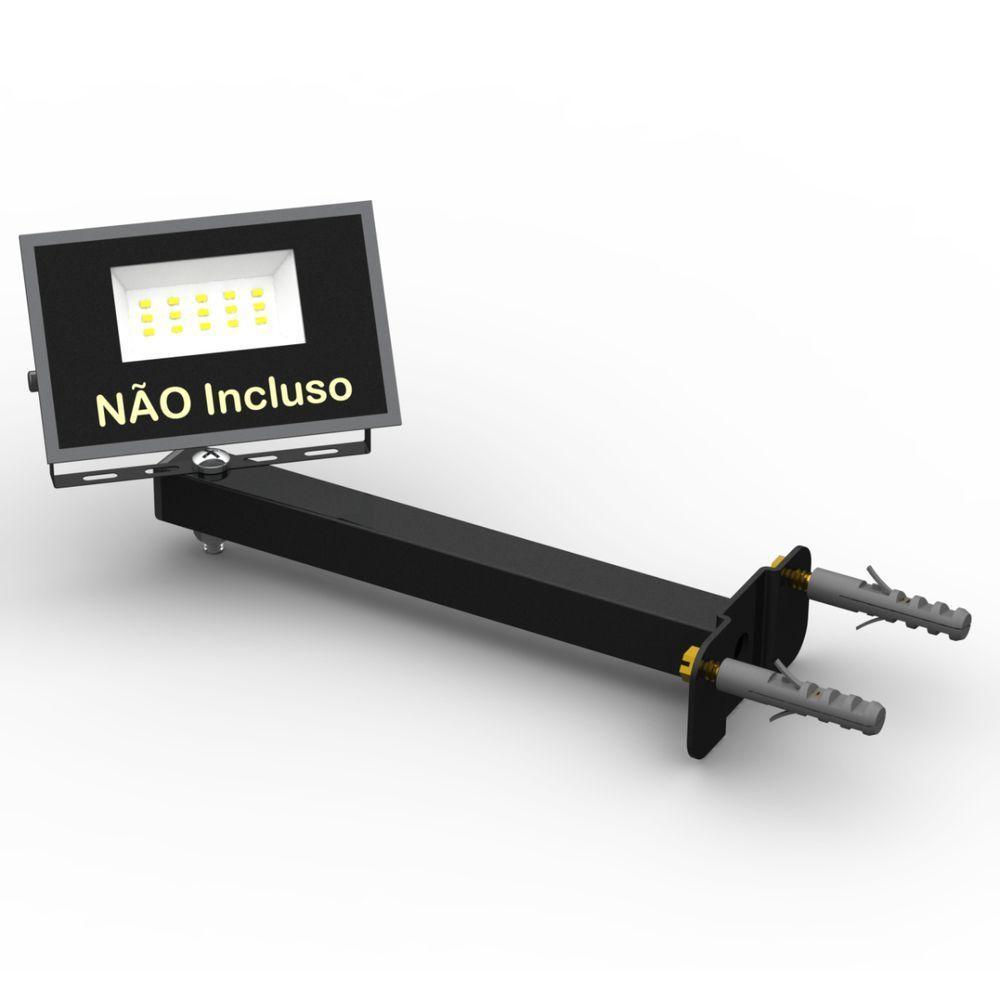 04 Suportes Refletor Base Reta Braço 20 Cm 4 Cjts - Preto - 4