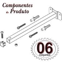 06 Suportes Refletor Base Reta Braço 70 Cm 6 Cjts - Preto - 8