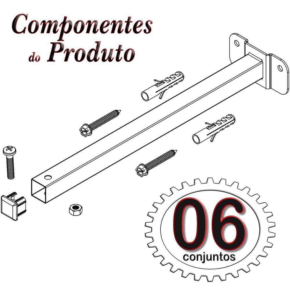 06 Suportes Refletor Base Reta Braço 80 Cm 6 Cjts - Branco - 6