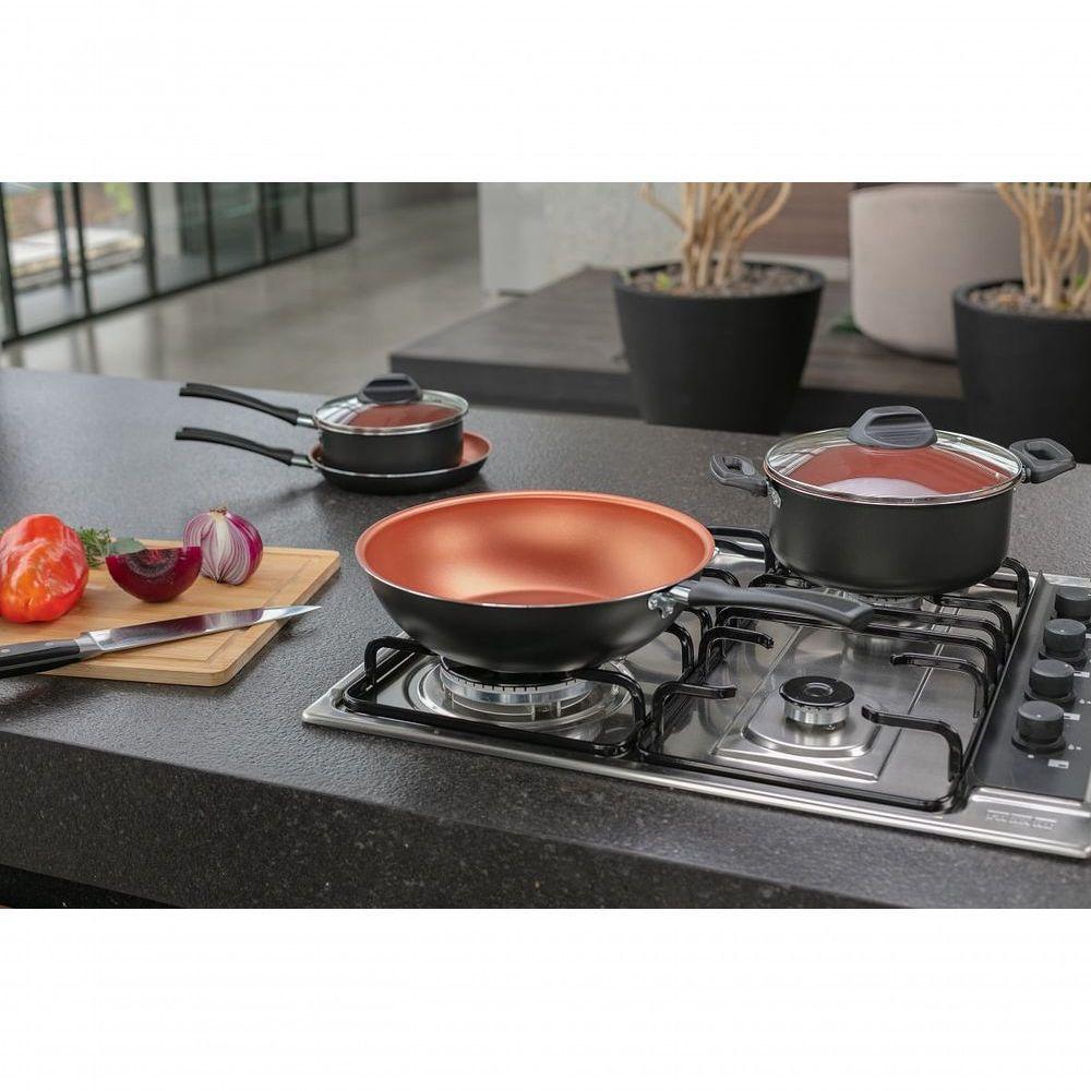 Caçarola Com Tampa 20 Cm 2,6 L Revestimento Pro-flon Antiaderente Cor Cinza Range Linha Topázio Brinox Cinza - 2