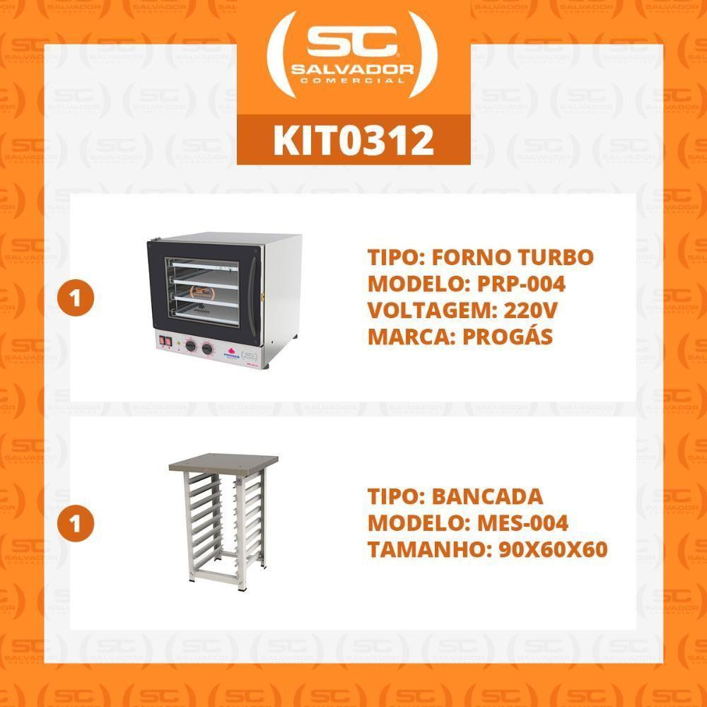 Kit - Forno Turbo Prp-004 220v Preto + Bancada Mes-004 - Progás 220v - 3