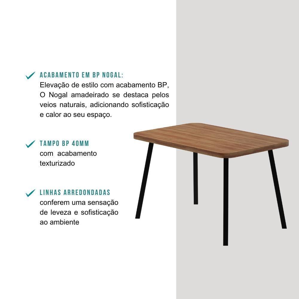 Mesa De Jantar 4 Lug Retangular 1,2m Stellar Carraro Nog Pre - 5