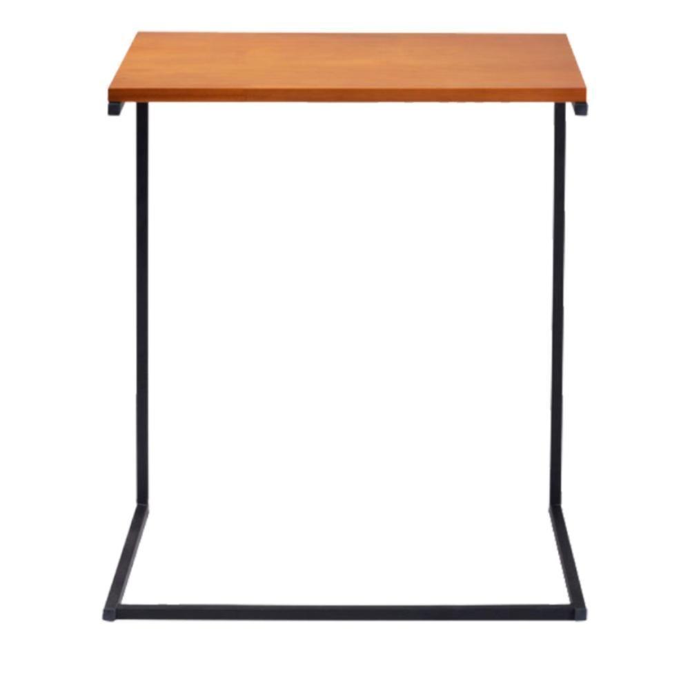 Mesa Lateral De Apoio Base Aço Preto I20 Mell Madeira Taeda Dmobiliario Mell - 7