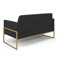 Sofá Namoradeira Com Poltrona Base Industrial Alta Dourado Marisa Veludo Preto D03 - D\'rossi - 6