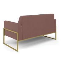 Sofá Namoradeira Com Poltrona Base Industrial Alta Dourado Marisa Veludo D03 - D\'rossi Cor Rose - 7
