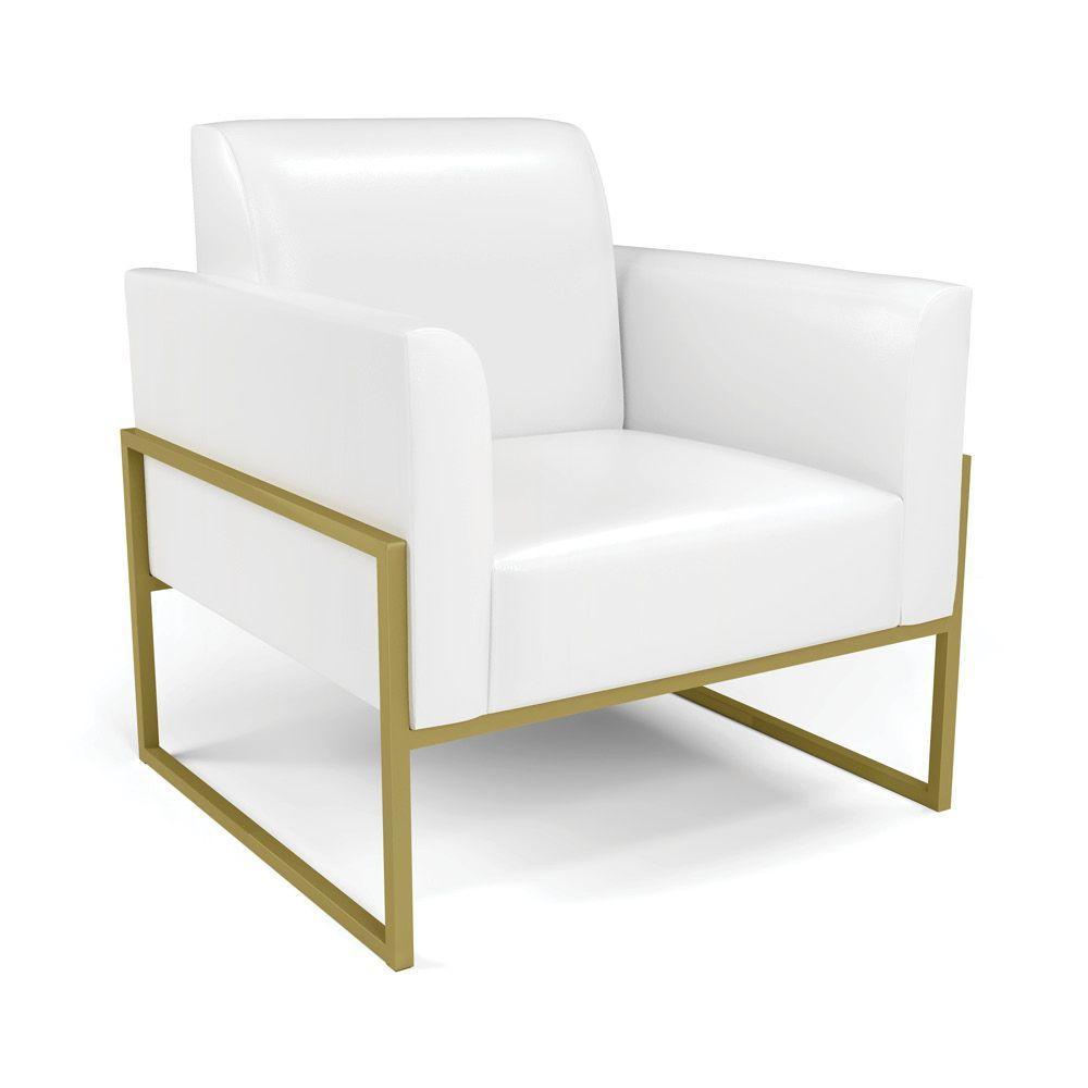 Sofá Namoradeira Com Poltrona Base Industrial Alta Dourado Marisa Corano Branco D03 - D\'rossi - 8