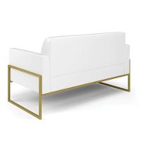 Sofá Namoradeira Com Poltrona Base Industrial Alta Dourado Marisa Corano Branco D03 - D\'rossi - 2