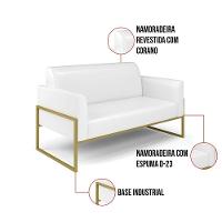 Sofá Namoradeira Com Poltrona Base Industrial Alta Dourado Marisa Corano Branco D03 - D\'rossi - 7