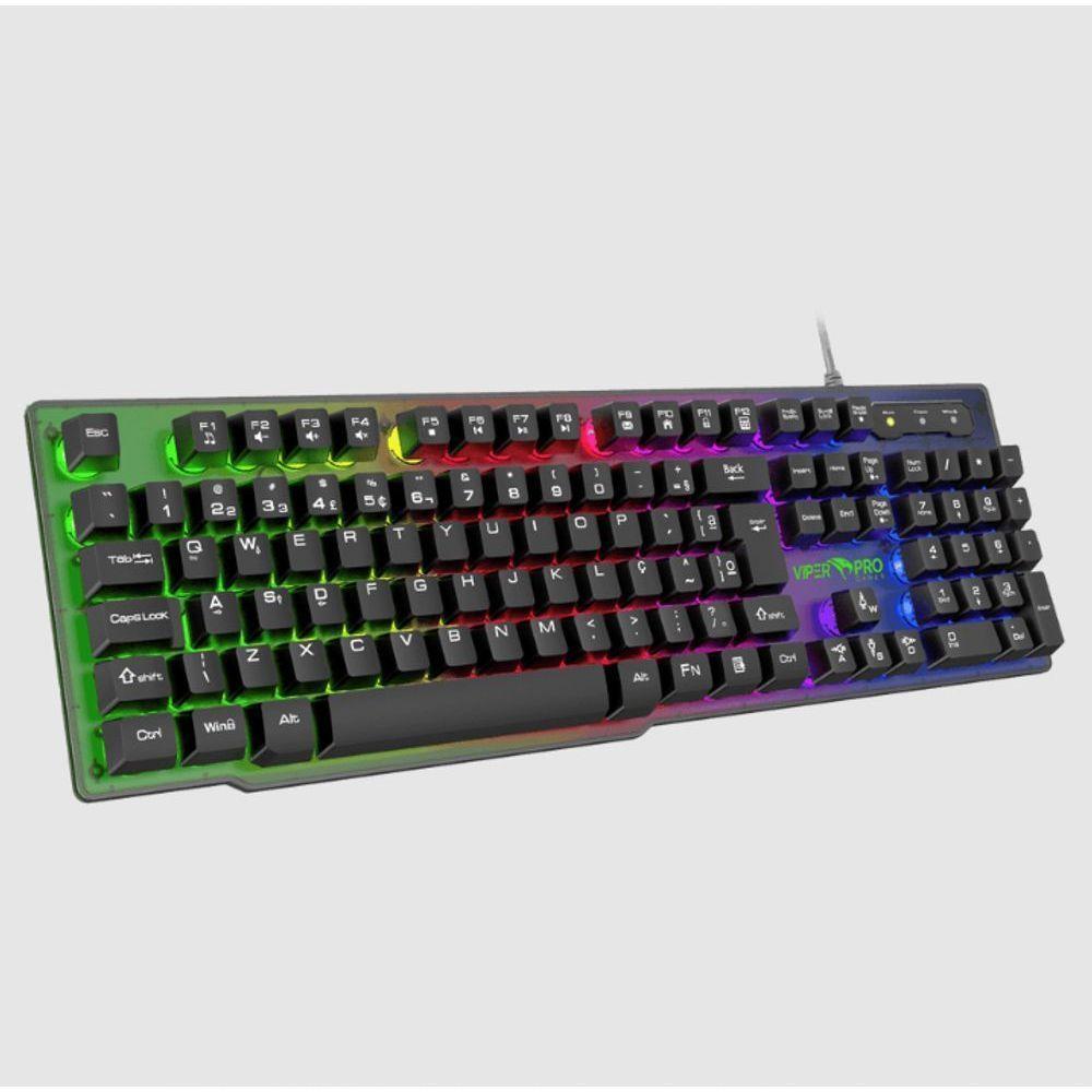 Teclado Gamer Viper Pro Semi Mecanico Rgb Naja - 408 Preto Bivolt - 1