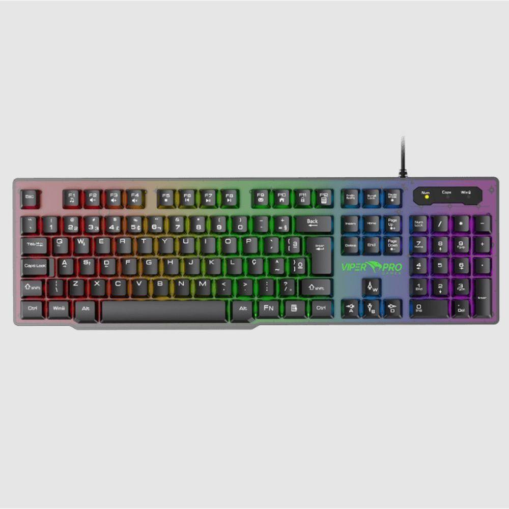 Teclado Gamer Viper Pro Semi Mecanico Rgb Naja - 408 Preto Bivolt - 2