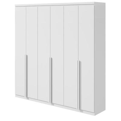 Guarda Roupa Casal Alonzo 6 Portas Dobradiças de 26mm 4 Gavetas Branco MDF Lopas