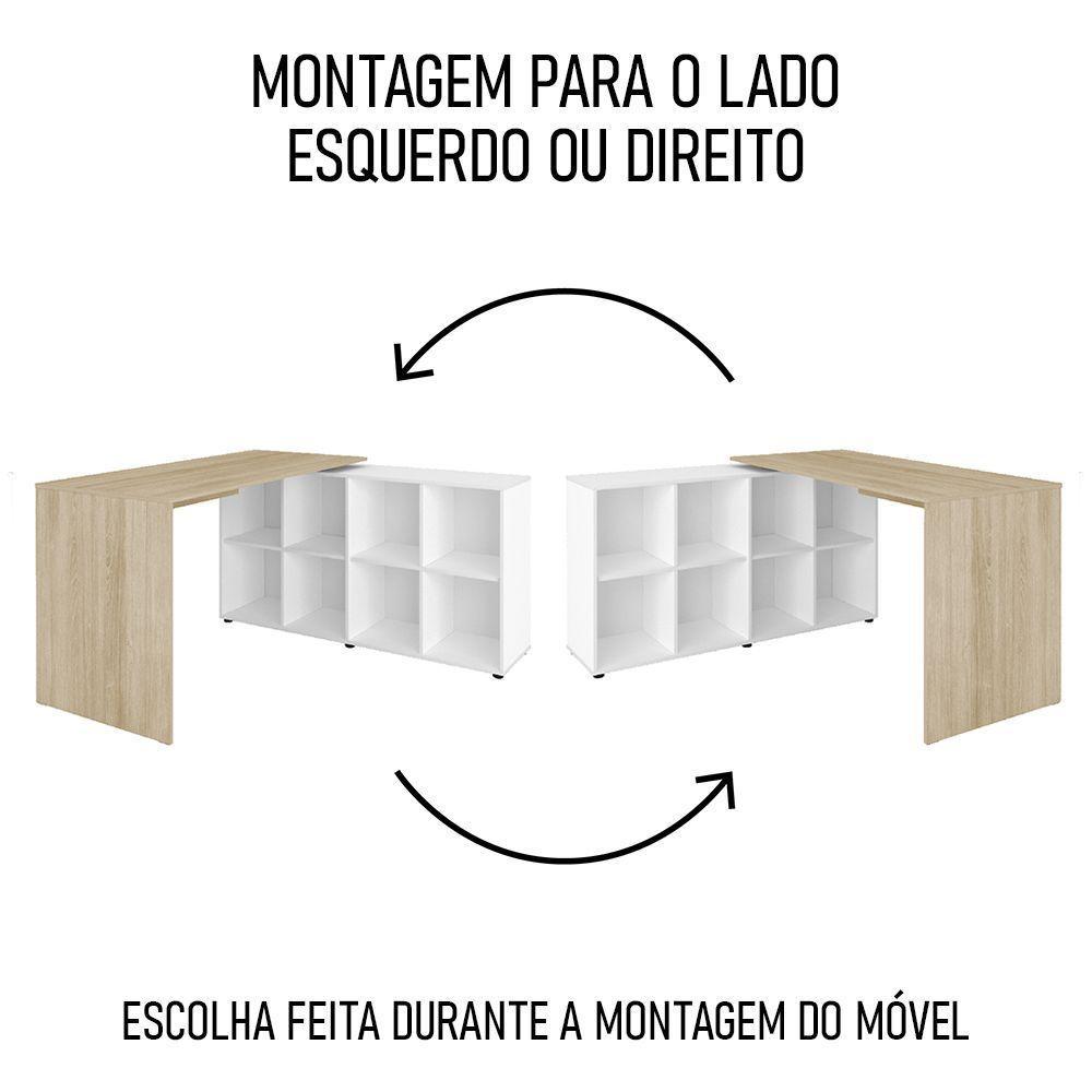 Mesa Escrivaninha Em L Eron E Balcão 60cm 2 Portas Look A06 Carvalho/branco - Mpozenato - 8