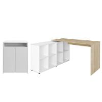 Mesa Escrivaninha Em L Eron E Balcão 60cm 2 Portas Look A06 Carvalho/branco - Mpozenato - 1