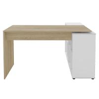Mesa Escrivaninha Em L Eron E Balcão 60cm 2 Portas Look A06 Carvalho/branco - Mpozenato