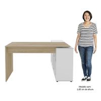 Mesa Escrivaninha Em L Eron E Balcão 60cm 2 Portas Look A06 Carvalho/branco - Mpozenato - 5