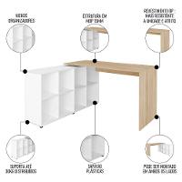 Mesa Escrivaninha Em L Eron E Balcão 60cm 2 Portas Look A06 Carvalho/branco - Mpozenato - 10