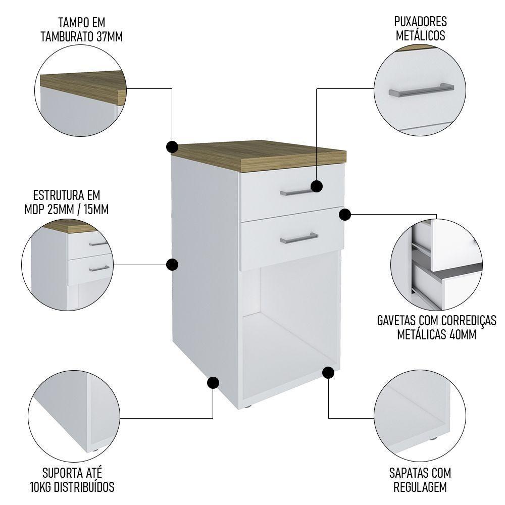 Mesa Escrivaninha Em L Sharp E Gaveteiro 2 Gavetas Tok A06 Olmo/branco - Mpozenato - 8