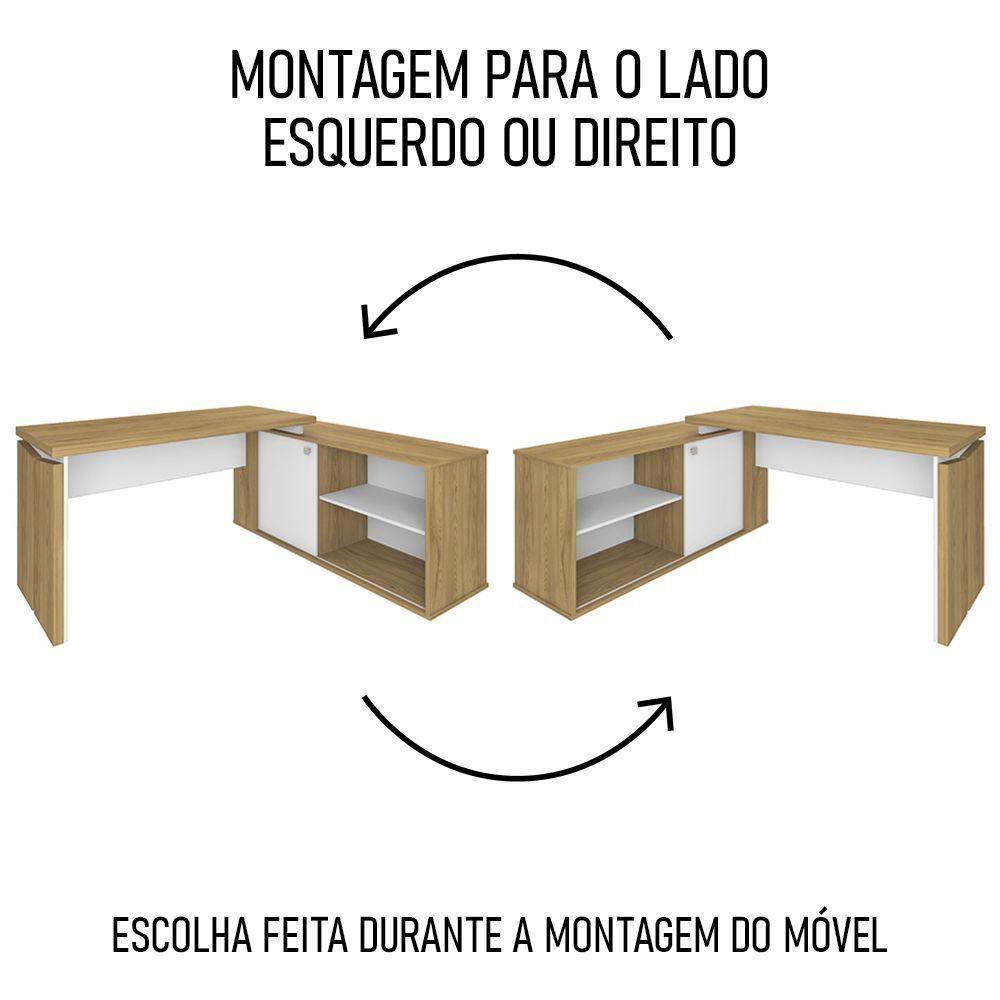 Mesa Escrivaninha Em L Sharp E Gaveteiro 2 Gavetas Tok A06 Olmo/branco - Mpozenato - 9