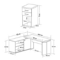 Mesa Escrivaninha Em L Sharp E Gaveteiro 2 Gavetas Tok A06 Olmo/branco - Mpozenato