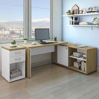 Mesa Escrivaninha Em L Sharp E Gaveteiro 2 Gavetas Tok A06 Olmo/branco - Mpozenato - 6