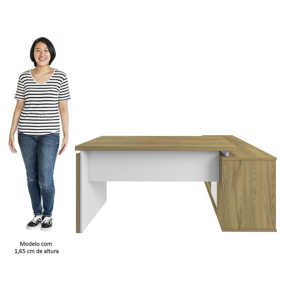 Mesa Escrivaninha Em L Sharp E Balcão 70cm 2 Portas Tok A06 Olmo/branco - Mpozenato - 2