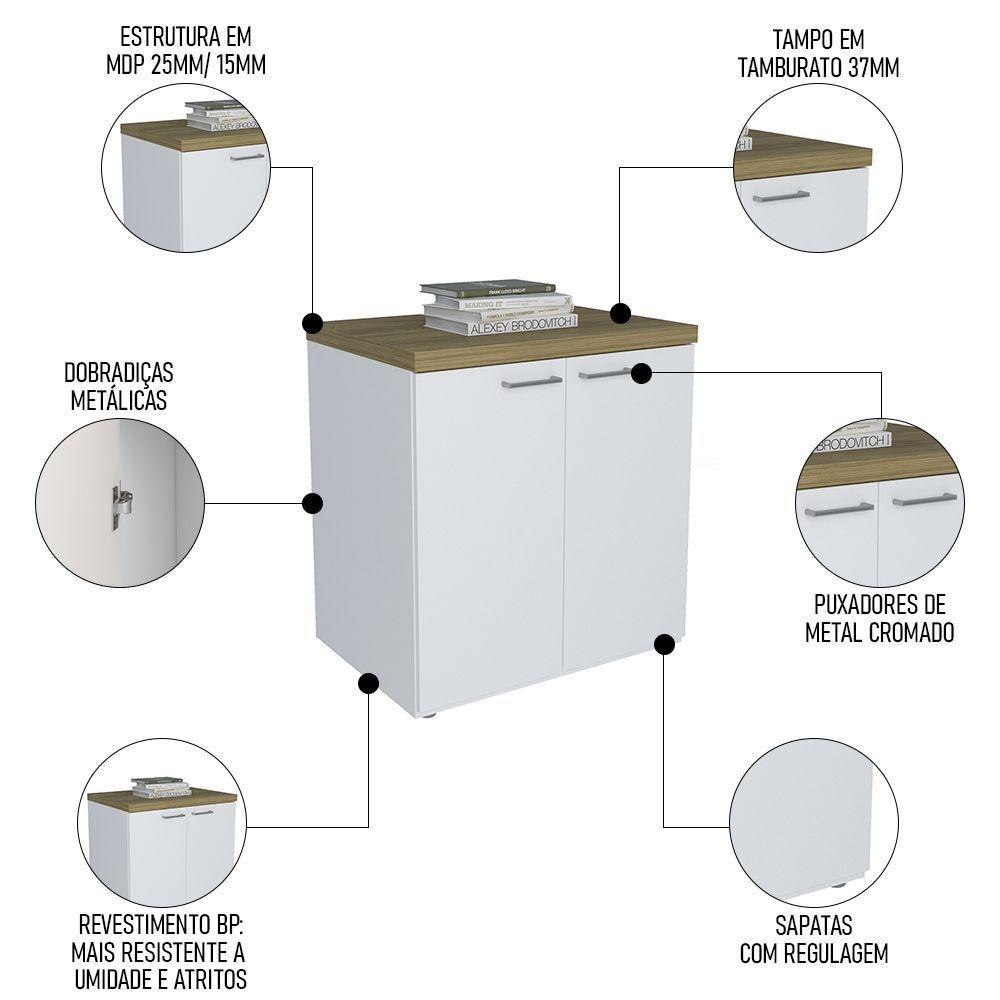 Mesa Escrivaninha Em L Sharp E Balcão 70cm 2 Portas Tok A06 Olmo/branco - Mpozenato - 6