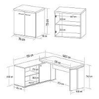 Mesa Escrivaninha Em L Sharp E Balcão 70cm 2 Portas Tok A06 Olmo/branco - Mpozenato - 3