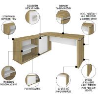 Mesa Escrivaninha Em L Sharp E Balcão 70cm 2 Portas Tok A06 Olmo/branco - Mpozenato