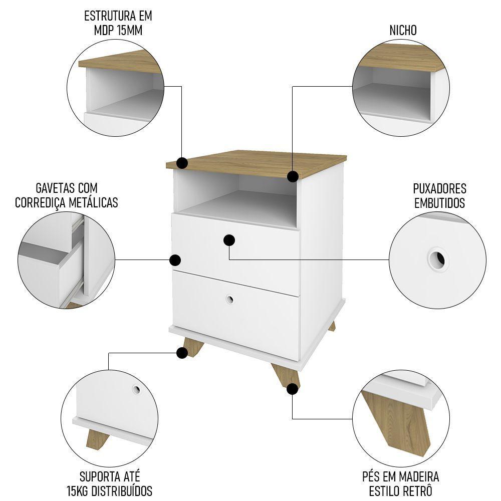 Mesa Escrivaninha Em L Sharp E Gaveteiro 2 Gavetas May A06 Olmo/branco - Mpozenato - 4