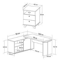 Mesa Escrivaninha Em L Sharp E Gaveteiro 2 Gavetas May A06 Olmo/branco - Mpozenato - 10