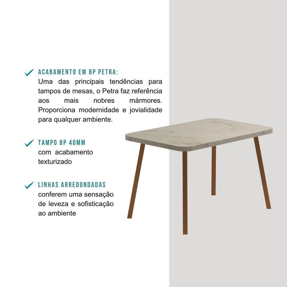 Mesa De Jantar 4 Lug Retangular 1,2m Stellar Carraro Pet Ros - 3