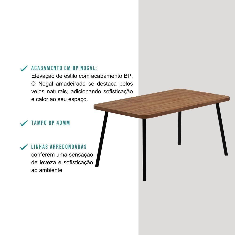 Mesa De Jantar 6 Lug Retangular 1,6m Stellar Carraro Nog Pre - 3