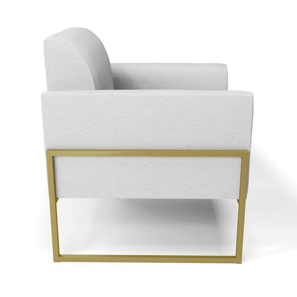 Kit 2 Poltronas Base Industrial Alta Dourado Marisa Linho Cinza A05 D03 - D\'rossi - 5