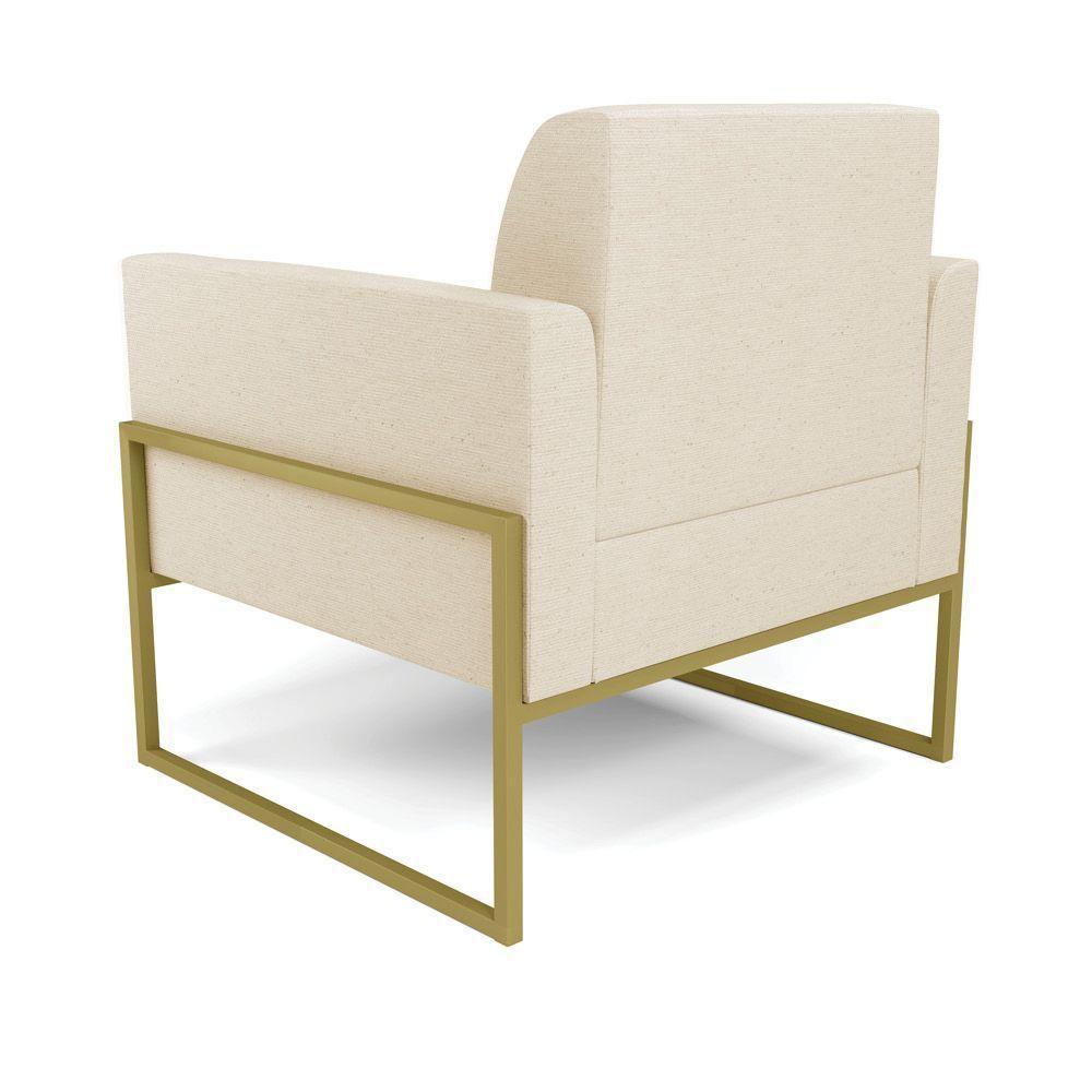 Kit 2 Poltronas Base Industrial Alta Dourado Marisa Linho Bege A19 D03 - D\'rossi - 5