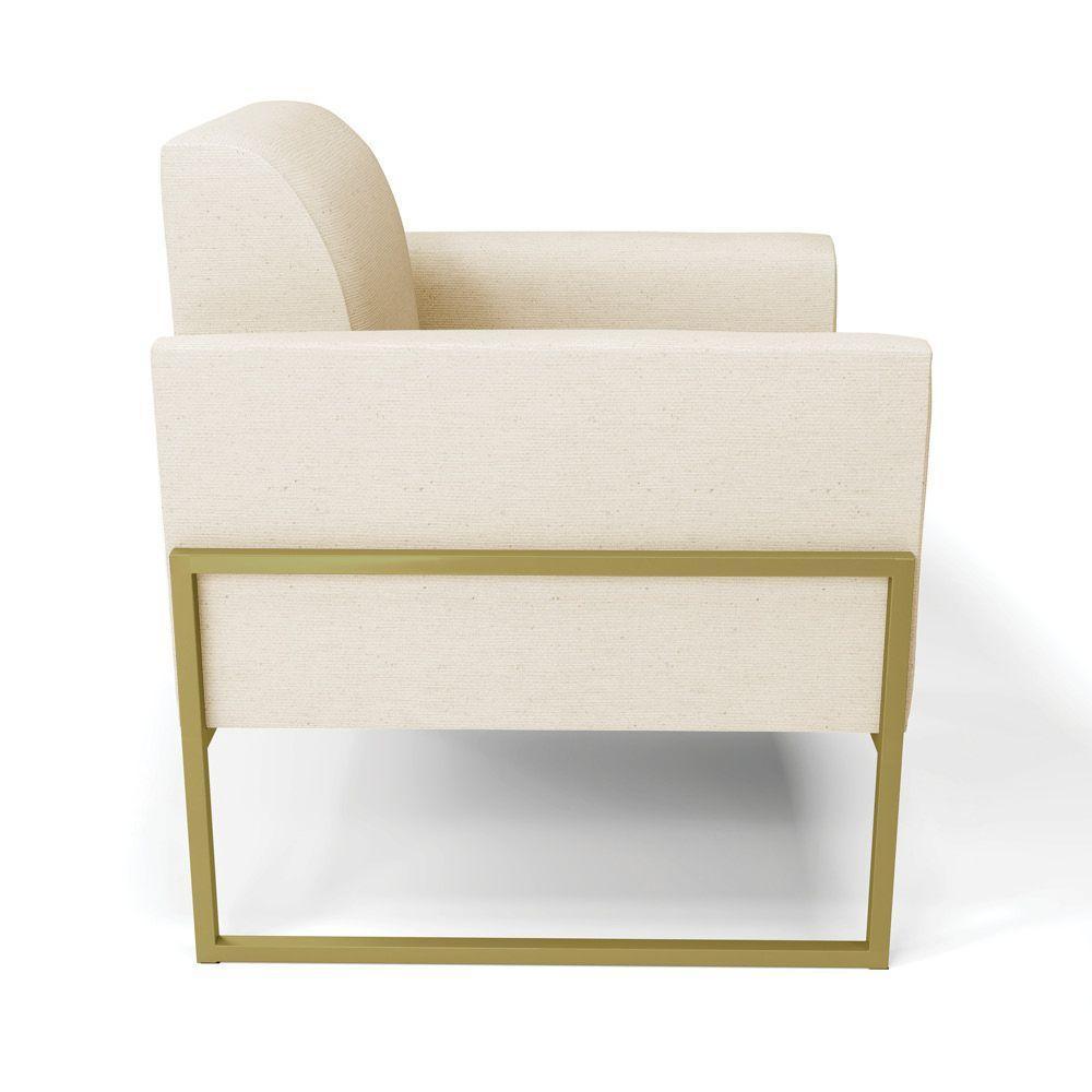 Kit 2 Poltronas Base Industrial Alta Dourado Marisa Linho Bege A19 D03 - D\'rossi - 6