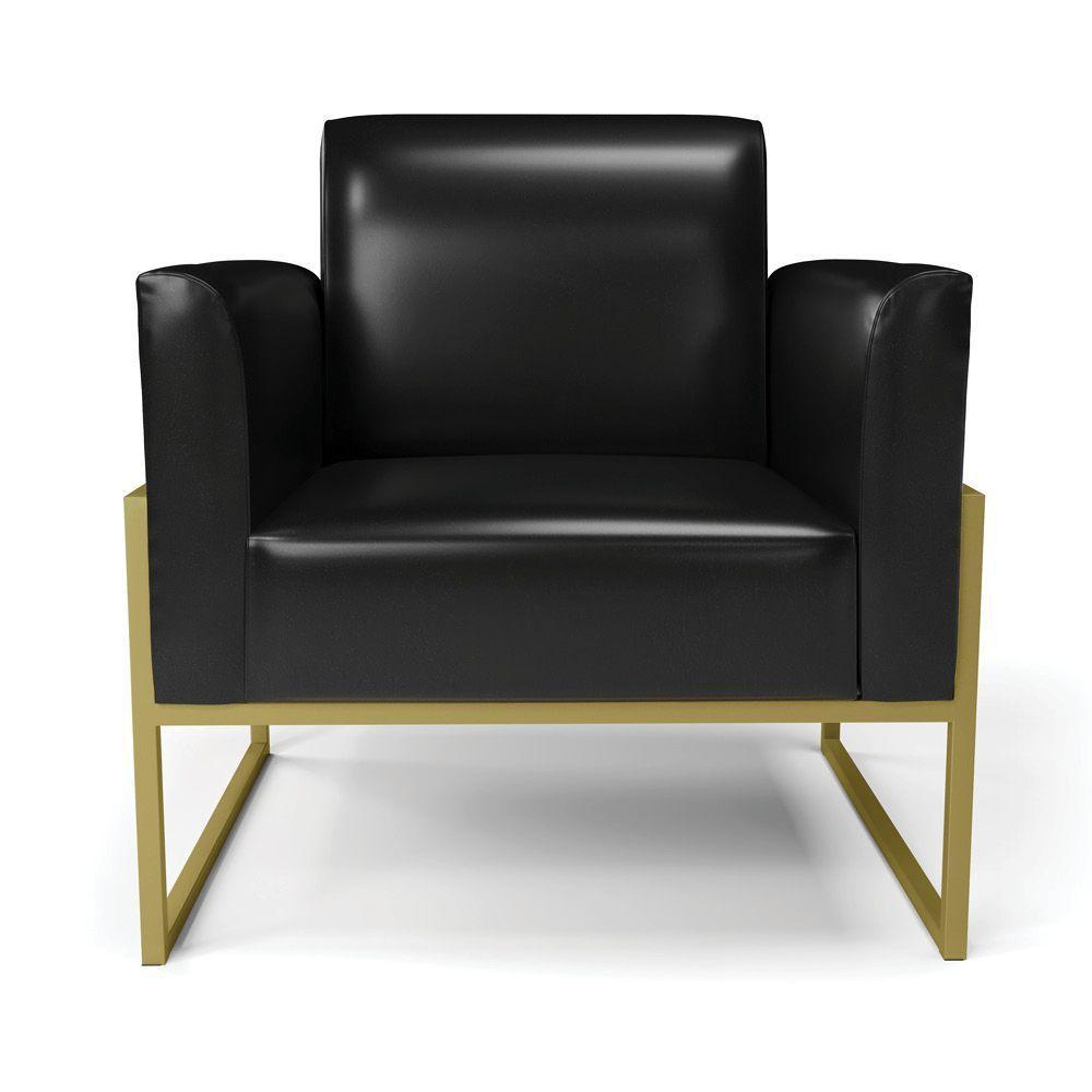 Kit 2 Poltronas Base Industrial Alta Dourado Marisa Corano D03 - D\'rossi Cor Preto - 2